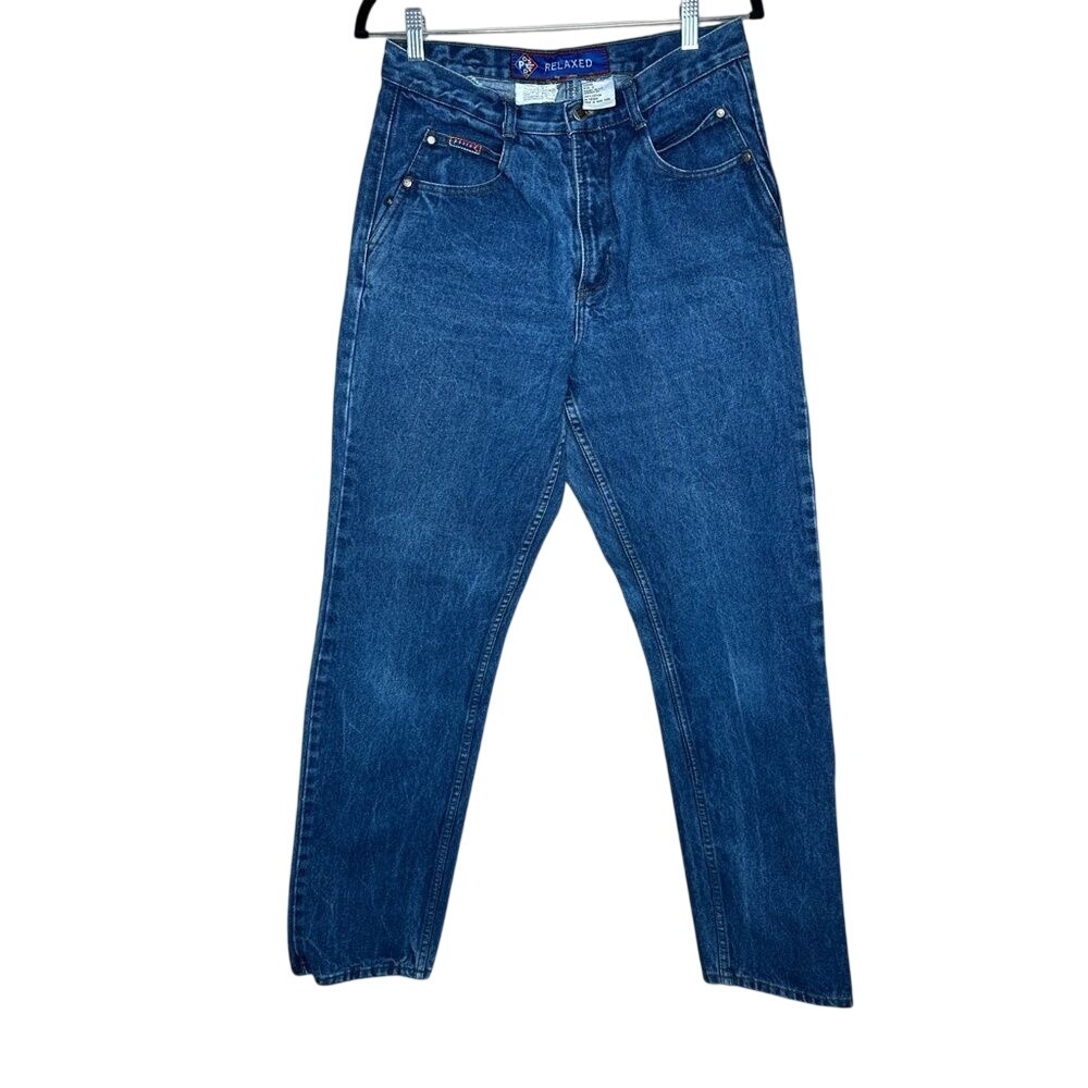 VTG Posted Private Property‎ Relaxed Fit Jeans High Waist Blue Denim 12 bareback